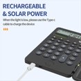 thumbnail image 4 of Calculadora Portátil con Bloc de Notas, Pantalla Grande de 12 Dígitos y 2 Líneas, Recargable con Energía Solar, para Oficina., 4 of 5