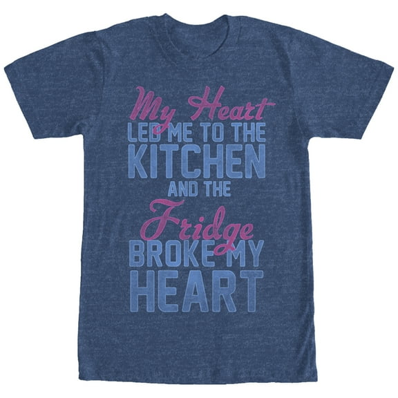 Women's CHIN UP Heart Led Me to Kitchen Boyfriend Graphic Tee Royal Blue Heather 2X Large