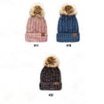 thumbnail image 3 of C.C Winter Sherpa Fleeced Lined Chunky Knit Stretch Pom Pom Beanie Hat Cap (Mix Sea), 3 of 8