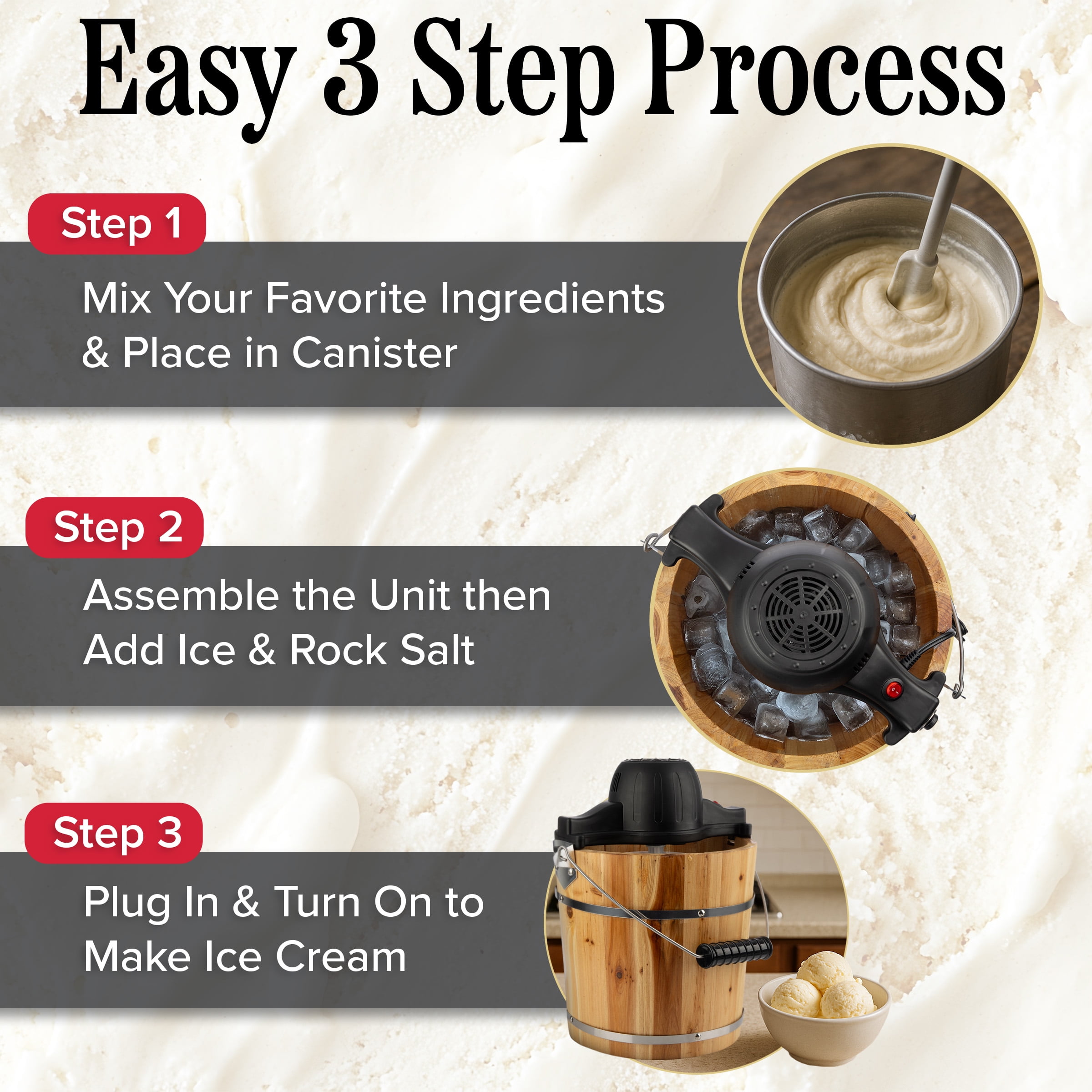 Classic Cuisine 4Qt Old Fashioned Electric Ice Cream Maker Machine