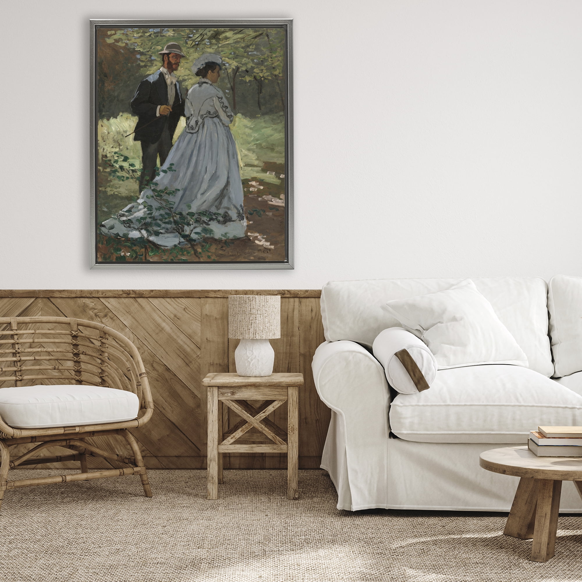 Stupell Industries Bazille & Camille in Nature Gray Framed Floater Canvas Wall Art, design by Tina LeCour