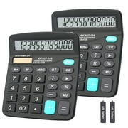 Calculator, BESTWYA Dual Power Handheld Desk Calculator with 12 Digit Large LCD Display Big Sensitive Button Black, Pack of 2