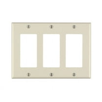 Leviton 80411-A 3-Gang Decora GFCI Rocker Switch Wall Plate, Standard Size Cover, Thermoset Plastic, Device Mount, Almond