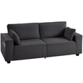 thumbnail image 1 of HOMCOM 86" 3 Seater Sofa, Corduroy Couch with Spring Cushion, Dark Grey, 1 of 10