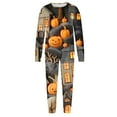 thumbnail image 4 of AGWOLF Matching Halloween Pjs for Family Halloween Pajamas Matching Sets Soft Long Sleeve Shirts and Elastic Waist Pants Sleepwear 2 Piece Outfits for Holiday Dad L, 4 of 7