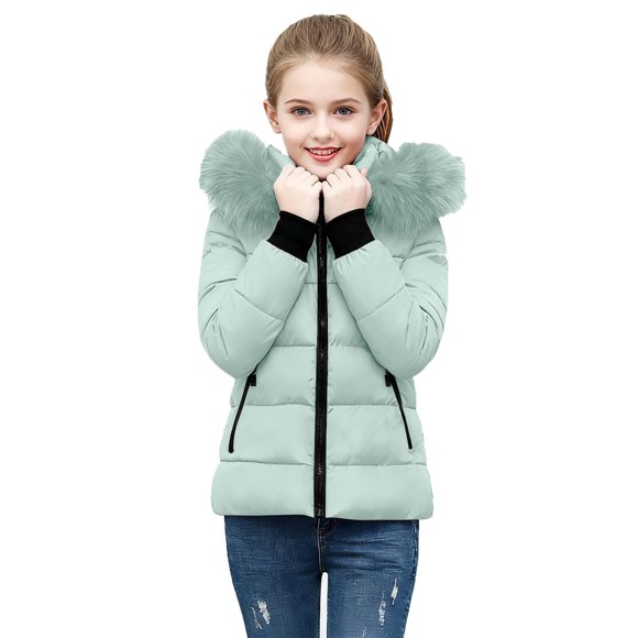 Miqool Girls Winter Coat Quilted Puffer Jacket Warm Parka with Removable Hood Insulated Outerwear 5-14 Years