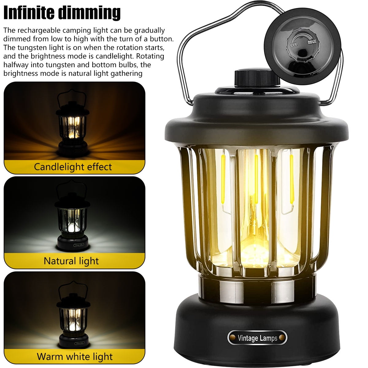 New LED Camping Light Type-c Rechargeable Portable Night Light With Hi –  giveagiftoflove
