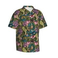 thumbnail image 3 of Xecao Snake And Flower print Hawaiian shirt - a stylish short-sleeve button-down for men, perfect for casual beach and tropical outings., 3 of 9