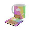 thumbnail image 1 of Inquisitive Creatures - Juego de taza y posavasos diseño Kawaii Hamster arco iris (Mutlicolor), 1 of 2