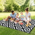 thumbnail image 3 of HOMERRY Geometric Plaid Outdoor Rug Straw Plastic Area Rug for Balcony Pool RV Waterproof Reversible Carpet, Black/White, 8'x 10', 3 of 6