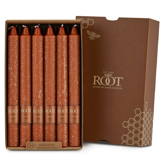 ROOT Candles Unscented Timberline™ Arista Taper Candles, 9-Inch Tall, Box of 12, Color: Rust
