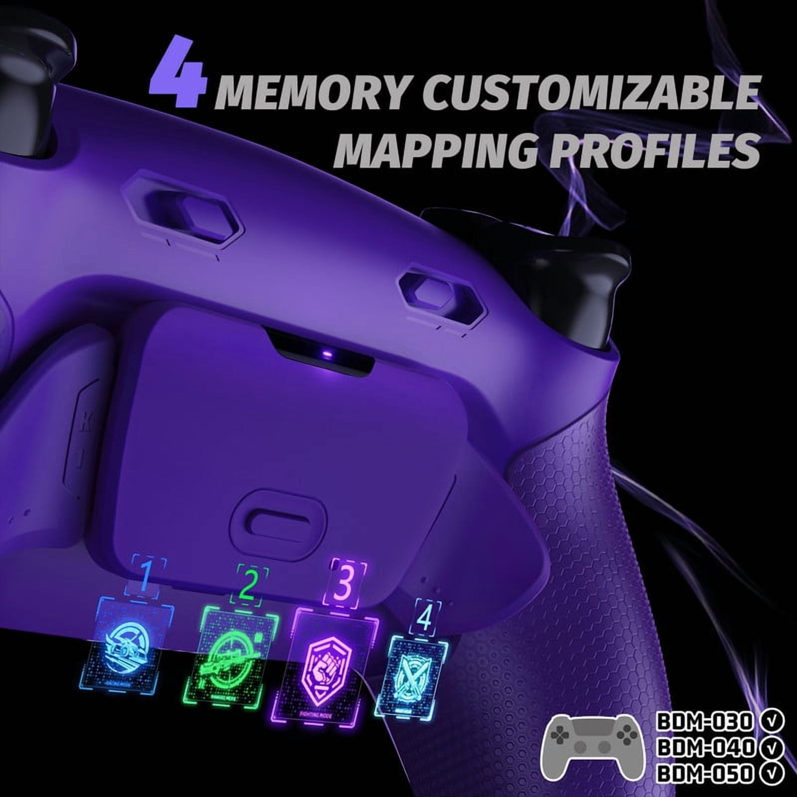 eXtremeRate RISE Plus MAX Back Paddles Kit with Clicky Trigger Stops & Rubberized Grip for PS5 Controller BDM-030 040 050, Remappable Back Buttons Kit for PS5 Controller - Galactic Purple