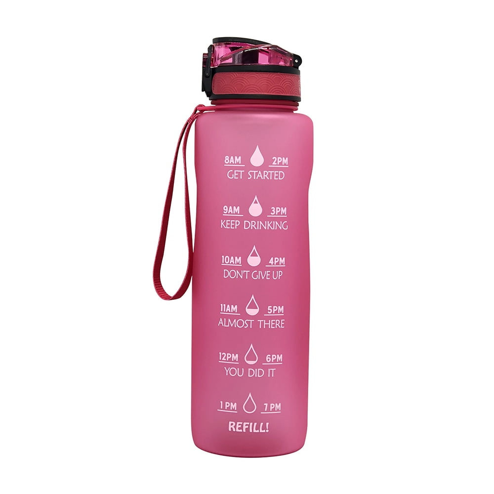 1L Sport Motivational Smart Water Bottle Hydration Time Markings Fruit Infuser 