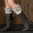 thumbnail image 2 of Lovskoo Leg Warmers Women Mid-Calf Lady Adult Leg Sets Pile Of Socks Fall Winter Keep Warm Wool Sock Knitting Crochet Long Legging Socks White, 2 of 9
