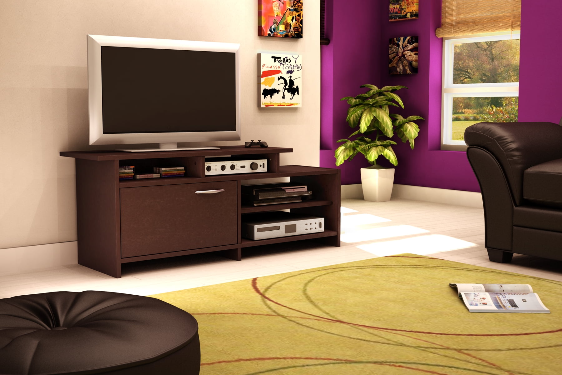 Atlantic Nuvo 2 Tier Tv Stand For Tvs Up To 50 Mocha