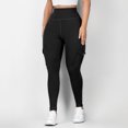thumbnail image 5 of VSSSJ Women High Waist Yoga Pants Regular Fit Solid Color Butt Lifting Cargo Pants with Multi-Pocket Casual Gym Workout Running Leggings Black02 M, 5 of 9