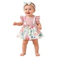 thumbnail image 3 of RMGVDSD Easter Outfit Baby Girl Clothes Ruffle Short Sleeve Floral Bowknot Romper Dress Bodysuits Dress Headbands Set 9-12 Months, 3 of 9