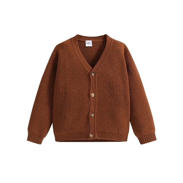 ZAXARRA Baby Boy Cardigan Solid Color V-Neck Knit Button Sweater Coat Cute Fall Winter Jacket Warm Clothes