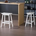thumbnail image 4 of Hassch White Bar Stools Set of 2, 24.2" Counter Height Pine Wood Saddle Seat Stools with Footrests, for Dining Room, Kitchen Island, Home Pub, 4 of 10