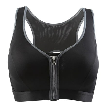 Women's Plus Zip Front Bra Shockproof Professional Fitness Underwear Padded