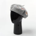 thumbnail image 6 of for Women Embroidered Squirrel Leaves Wool Beret Hat Newsboy Cap Pumpkin Hat Mori Rabbit BEIGE, 6 of 8