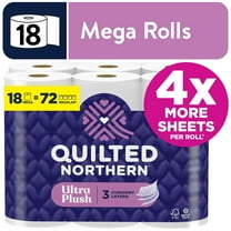 Quilted Northern Ultra Plush 3-Ply Toilet Paper, 18 Mega Rolls, 255 Sheets Per Roll