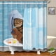 thumbnail image 1 of Cortina de ducha de 180 x 200 cm, impermeable, resistente al moho, de poliéster, efecto 3D, con ganchos, para baño, hogar, gato, 1 of 4