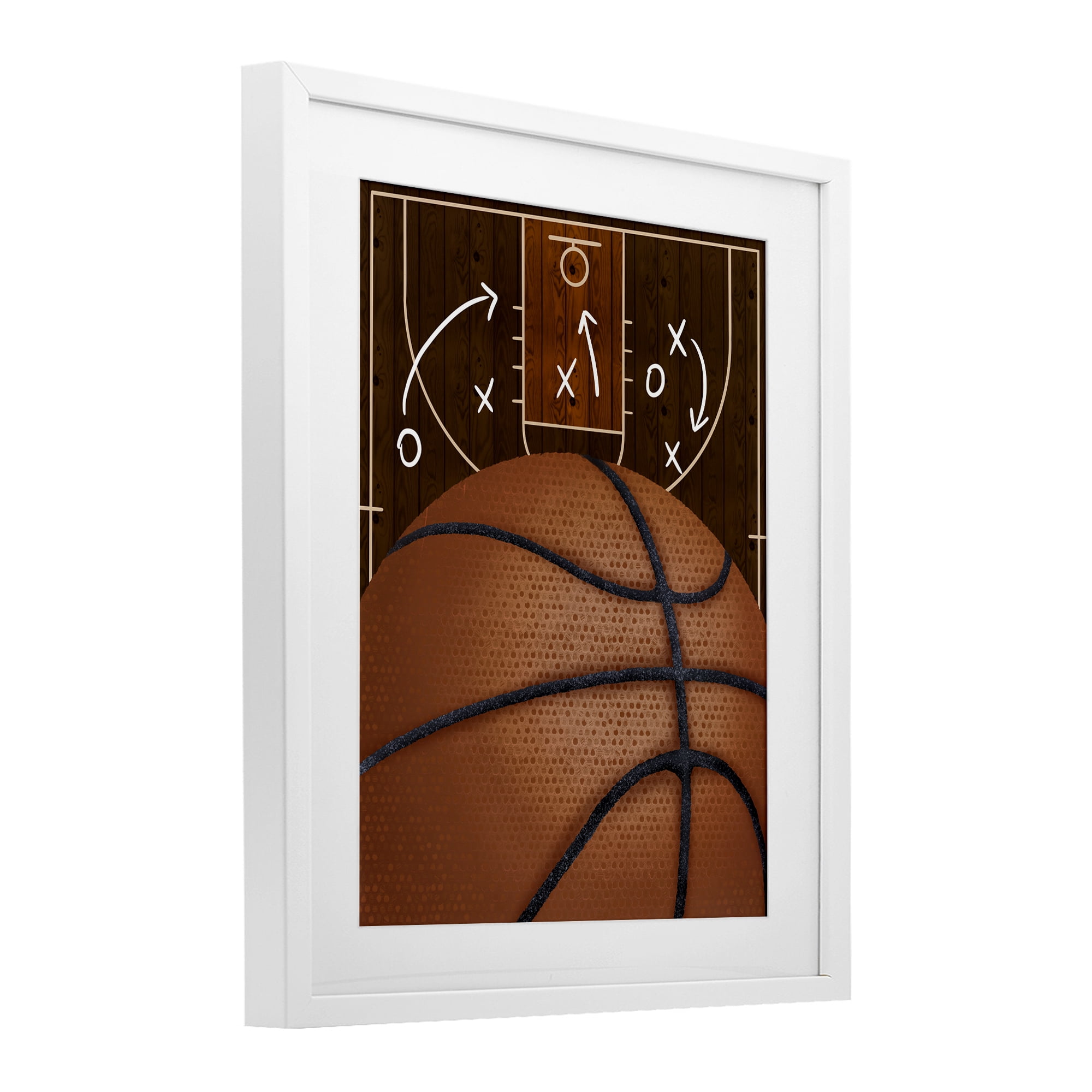 Stupell Industries Basketball Court Tactics White Framed Print Under Glass, design by Jennifer Stith