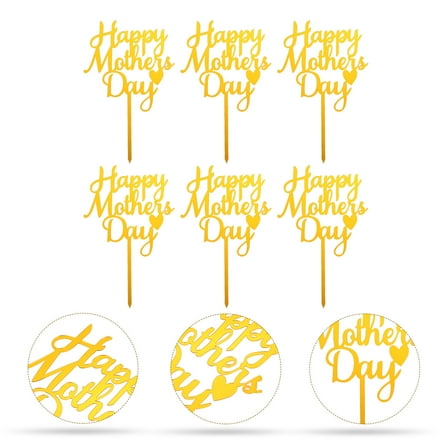 AURARMLET Mothers Day Cake Toppers Acrylic Golden 20Pcs 6.3x3.9in For Cake Decoration