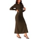 thumbnail image 4 of Conjunto de vestido de dos piezas para mujer INSPIRE CHIC, vestido de manga larga con frente retorcido, vestido A-line, M marrón oscuro, 4 of 5