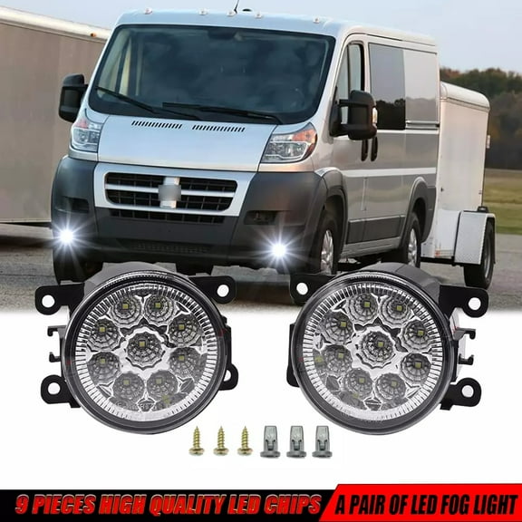 For Ram Promaster 1500 2500 3500 14-21 Front Bumper Fog Light Driving Lamps 6000K White Pair