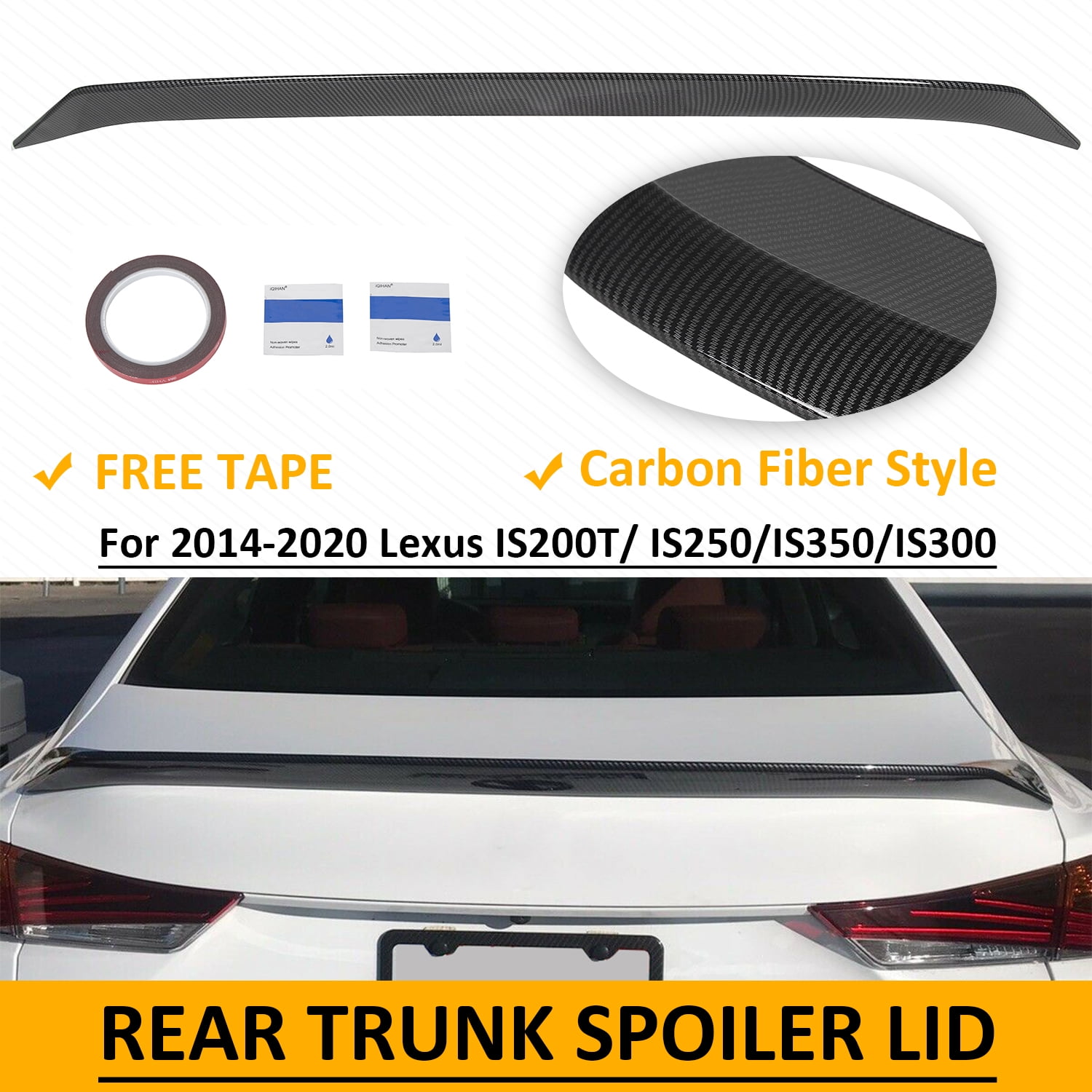 Spoiler Arrière Look Carbone Pour Lexus IS 2014-2020 - Aileron Coffre, ABS, Pose Adhésive, Amélioration Aérodynamique - 3