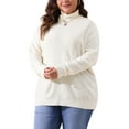 thumbnail image 5 of Agnes Orinda Women's Plus Size Pullover Sweaters Lightweight Long Sleeve Turtleneck Novelty Sweater 1X Cream White, 5 of 6