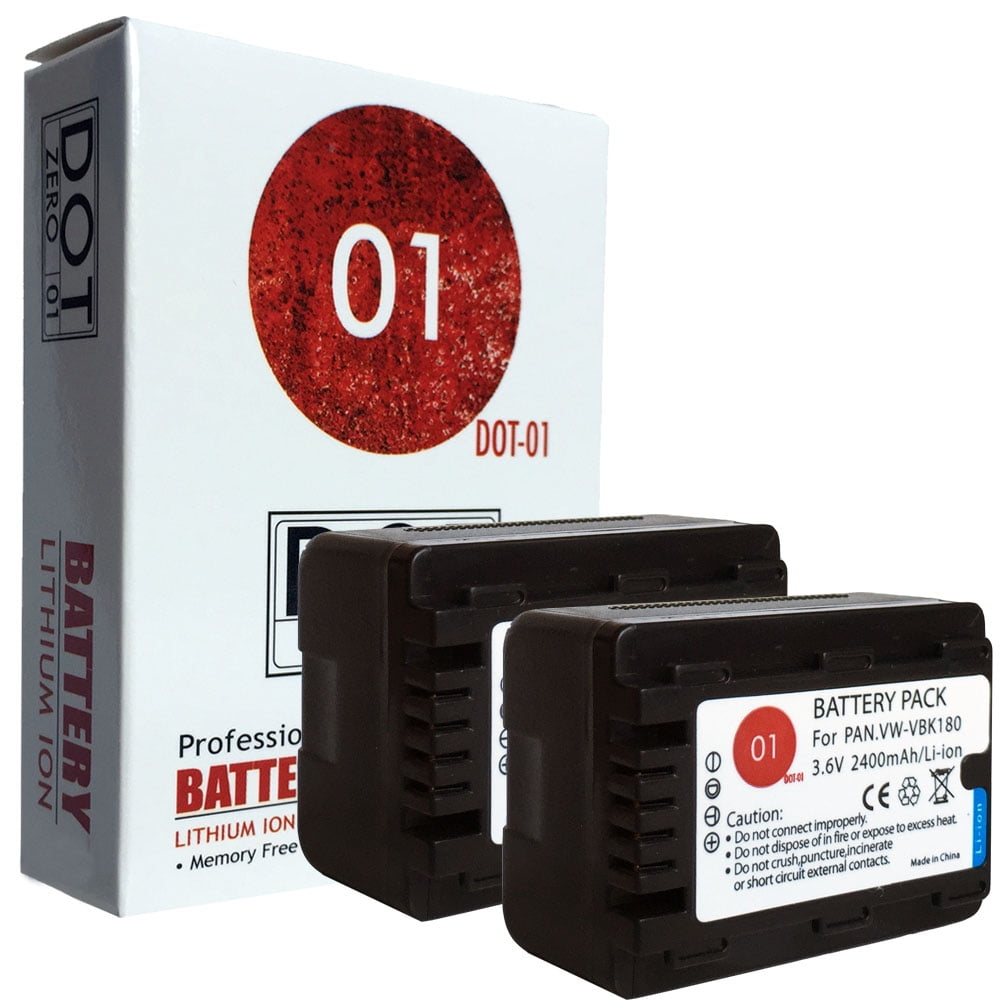 2x DOT01 Brand 2400 mAh Replacement Panasonic VWVBK180 Batteries and
