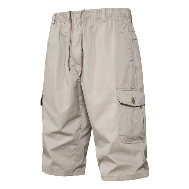 Pantalon Cargo Homme Été Léger Respirant Shorts de Travail avec Multiples Poches pour Randonnée en Plein Air Tenue Décontractée