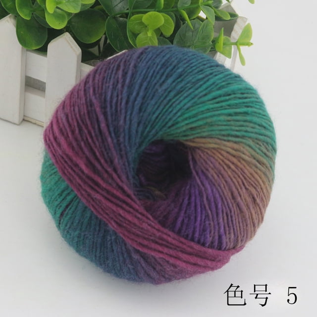 Xiao Hua Paquete de 2 hilos suaves arcoíris 100 % lana, degradado multicolor, para tejer a ganchillo, longitud total 180 m × 2,392 yardas, 100 g, E