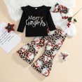 thumbnail image 2 of Odeerbi Baby Girls Clothes Toddler Outfit Christmas Outfit 2025 Long Sleeve Sweatshirt Top Bell Bottoms Pants Set Clothes With Headband Black, 2 of 9