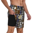 thumbnail image 2 of Sikiie maple leaves Houndstooth Print Men's Double Layer Swimming Trunks, Adjustable Waistband and Pockets Sports Swimming Trunks, Beach Swimwear-XX-Large, 2 of 6