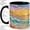 Black, variant on Sunset Wave Coffee Mug, Stained Glass Ocean Art, Coastal Daily Tea Sips
