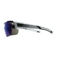 thumbnail image 3 of Classic Mens Baseball Half Rim Shield Sport Plastic Sunglasses Silver Blue Mirror, 3 of 4