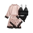thumbnail image 3 of STARVNC Women Lace Lingerie Tie Waist Silk 4 Piece Set Pajama, 3 of 3