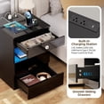 thumbnail image 4 of Hommpa Biometric Fingerprint Lock Nightstand with Charging Station, Black Smart LED Bedside Table with Lockable Drawer for Gun Safe, Modern High Gloss 3 Drawers End Table for Bedroom, 4 of 12