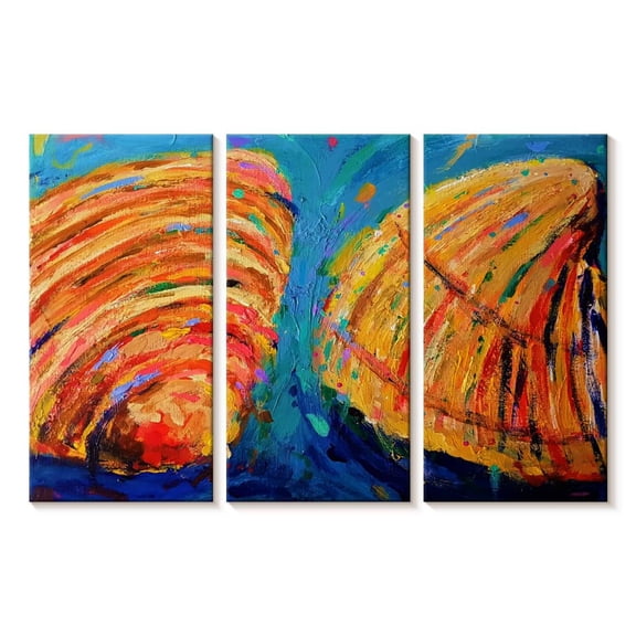 Elephant Stock Sea Shells 2020 Wall Art - Horizontal Multi Panel Canvas - Living Room Wall Decor - Nautical Multi Panel - Orange And Blue Decor By Dawn Underwood - 23" x 14"