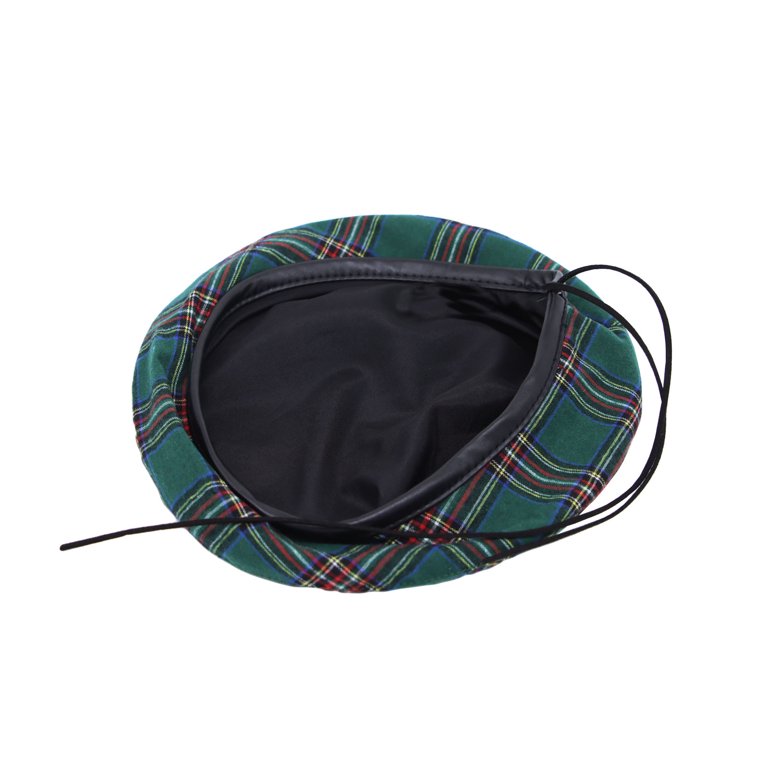 6821 Cotton Plaid Beret Hat Tartan Check French Beanie Cap Yzf0083 (green) WITHMOONS Cotton Plaid Beret Hat Tartan Check French Beanie  main image 3