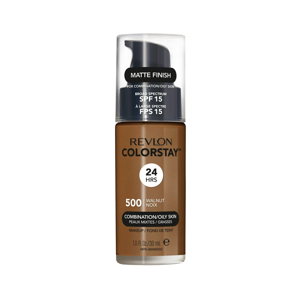 Revlon ColorStay Liquid Foundation for Combination/Oily Skin, Matte Finish SPF 15, 500 Walnut, 1