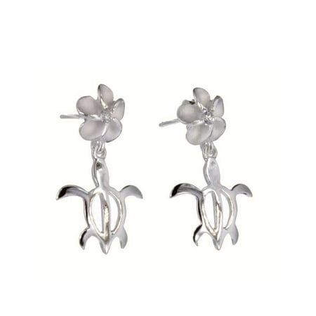 Silver Marcasite Flower Earrings - R.H. Jewelry Sterling Silver Plumeria Flower Turtle Earrings