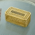 thumbnail image 5 of Wrought Iron Desktop Tissue Box Holder with Storage for Living Room and Bedroom in Gold, 5 of 6