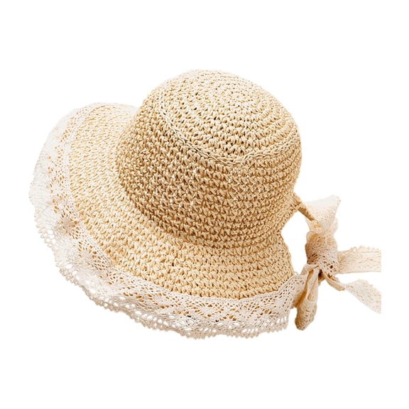 Baby Toddler Girls Wide Brim Sun Hat Floppy Design Summer Outdoor Beach Visor Cap Sun Protection Hat Beige 9 Months-36 Months