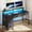 Black, variant on Greenstell 55 inch Computer Desk with Monitor Shelf, LED Lights, Power Outlets & 5 Storage Drawer, Home Office Desk, White