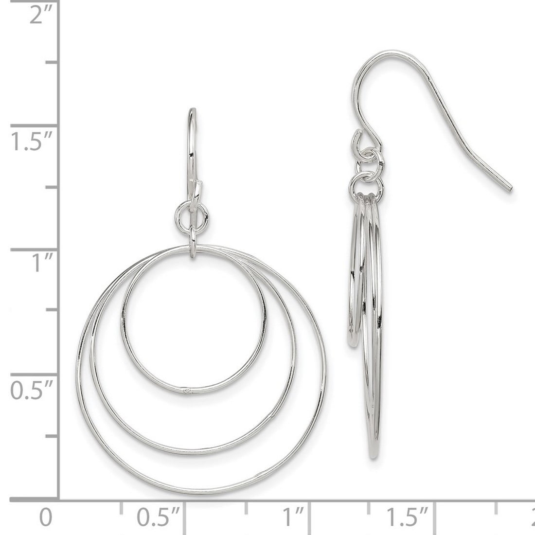 925 Sterling Silver Polished Shepherd hook Fancy Circle Earrings 43x28mm Wide Stud Earring for Women